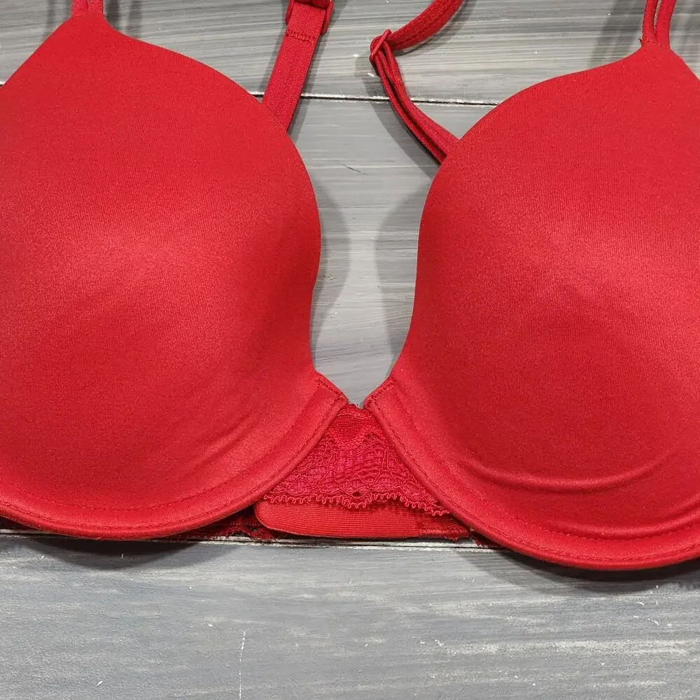 Calvin Klein T Shirt Bra Perfectly Fit Etched Lace QF5331 32C Red‎